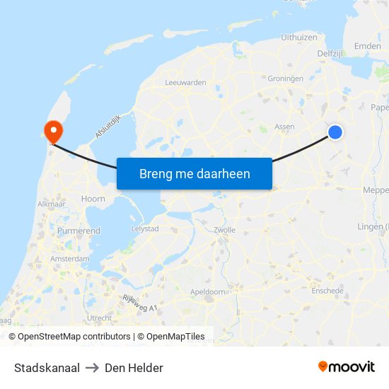 Stadskanaal to Den Helder map