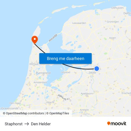 Staphorst to Den Helder map