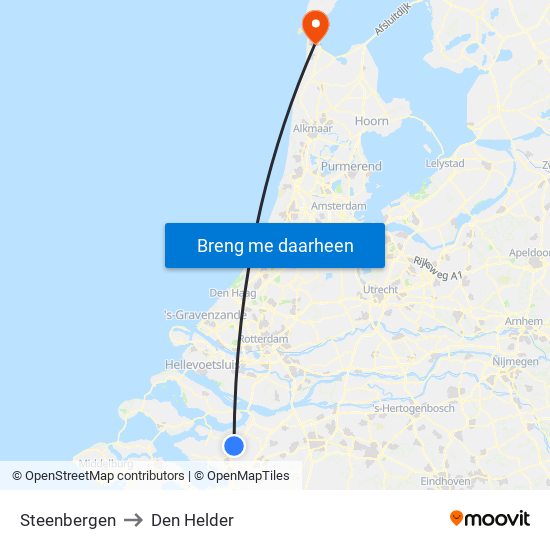 Steenbergen to Den Helder map