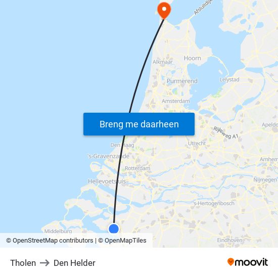 Tholen to Den Helder map