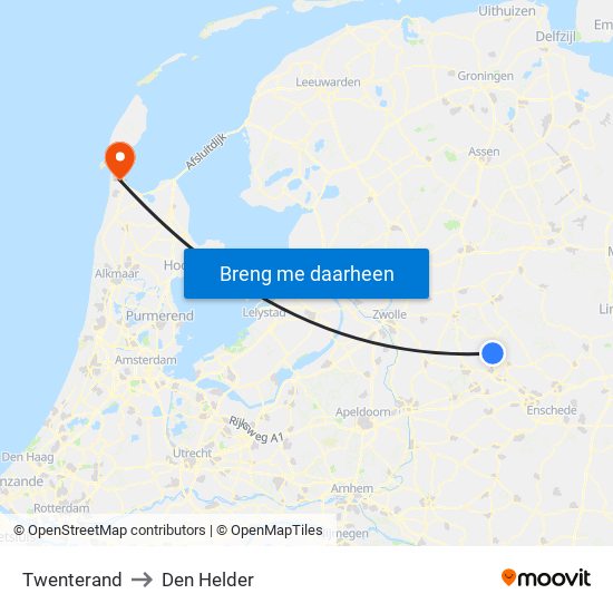 Twenterand to Den Helder map
