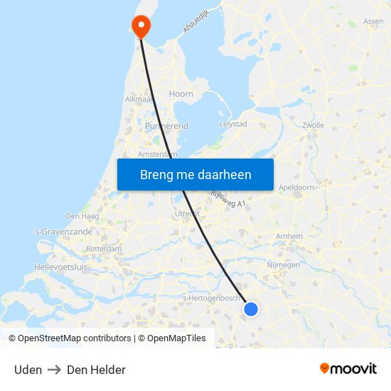 Uden to Den Helder map