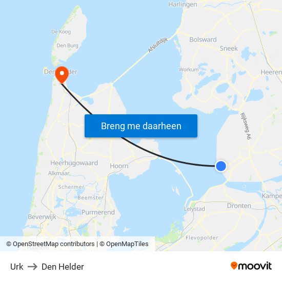 Urk to Den Helder map