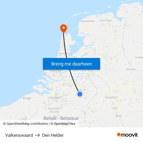 Valkenswaard to Den Helder map
