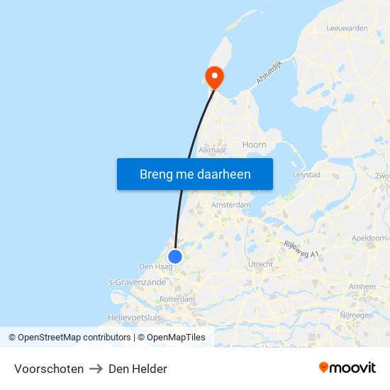 Voorschoten to Den Helder map