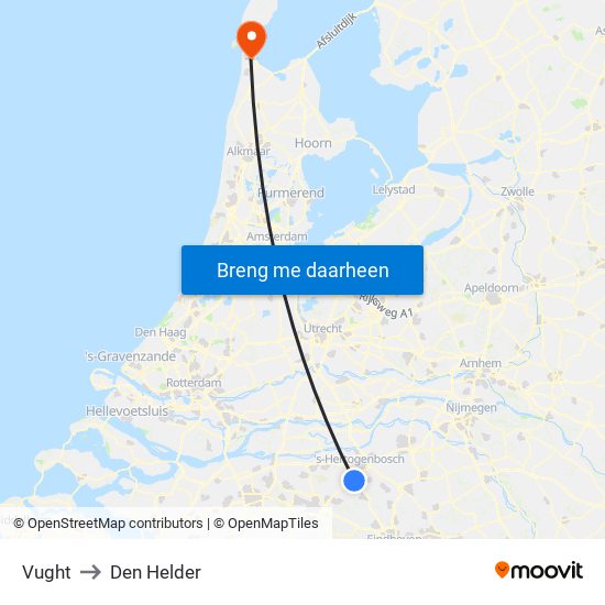 Vught to Den Helder map