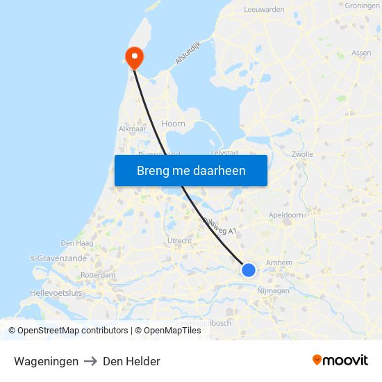 Wageningen to Den Helder map