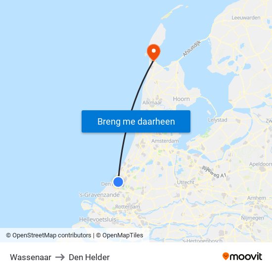 Wassenaar to Den Helder map