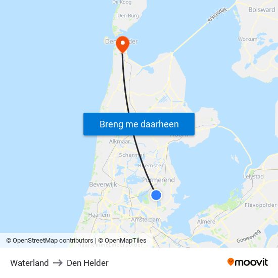 Waterland to Den Helder map