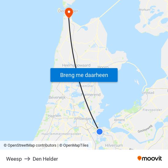 Weesp to Den Helder map