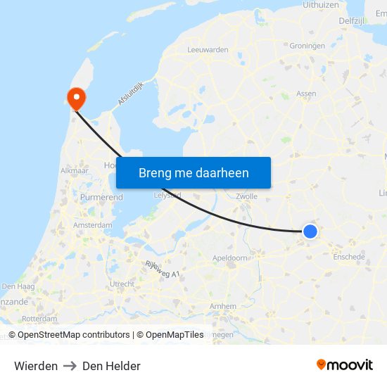 Wierden to Den Helder map