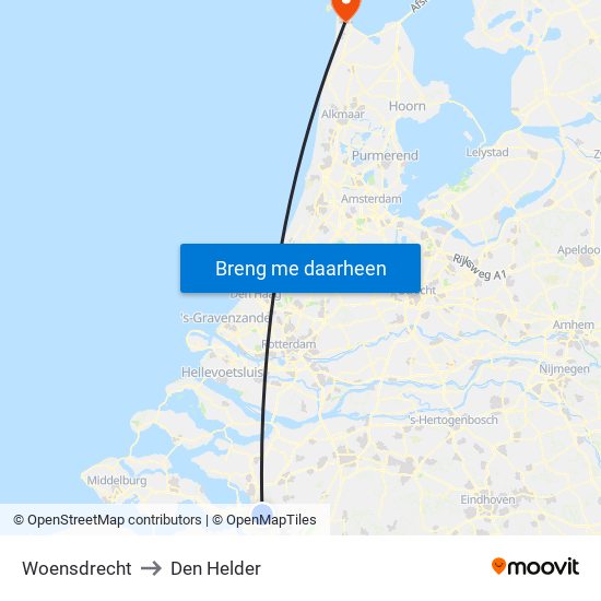 Woensdrecht to Den Helder map