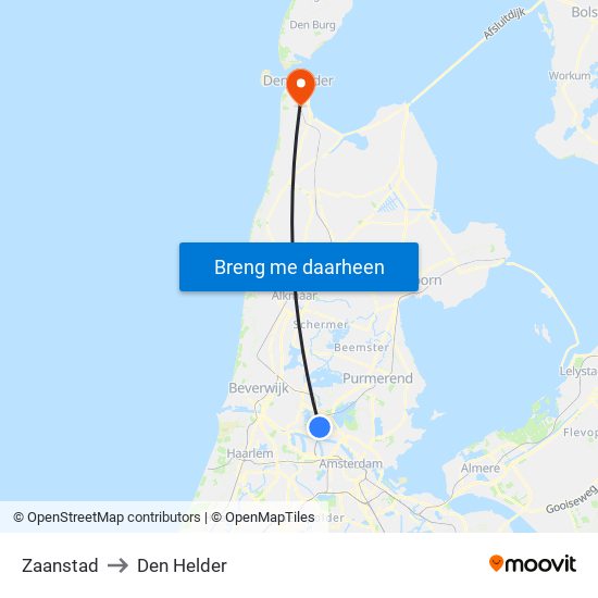 Zaanstad to Den Helder map