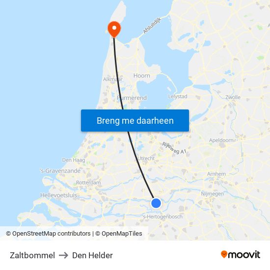 Zaltbommel to Den Helder map