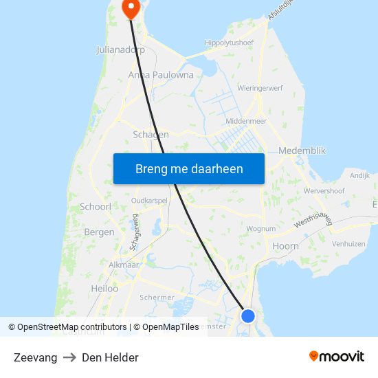 Zeevang to Den Helder map