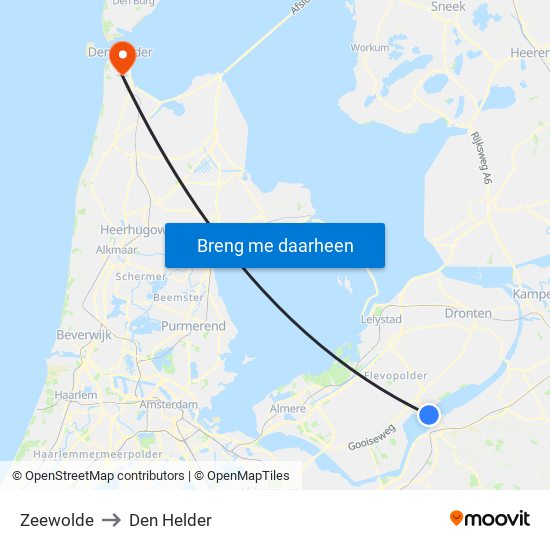 Zeewolde to Den Helder map