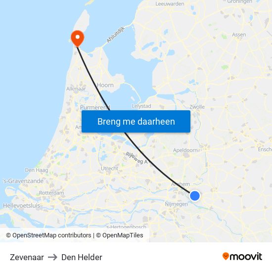 Zevenaar to Den Helder map