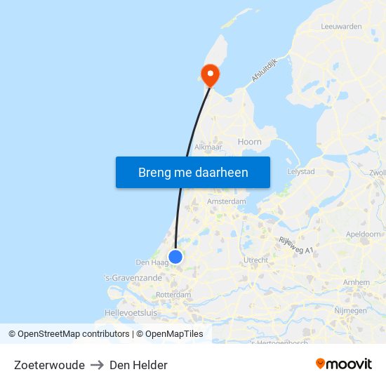 Zoeterwoude to Den Helder map