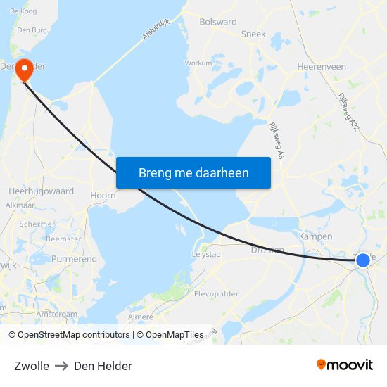 Zwolle to Den Helder map