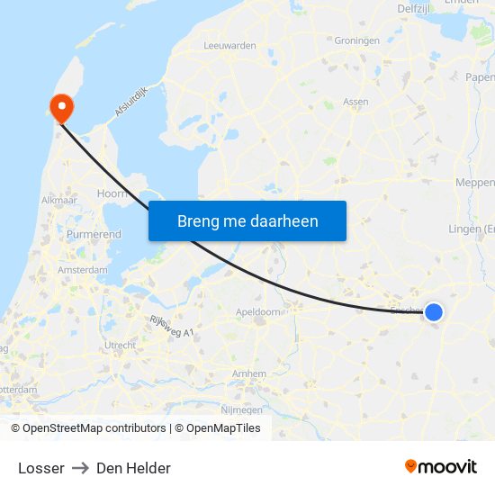 Losser to Den Helder map