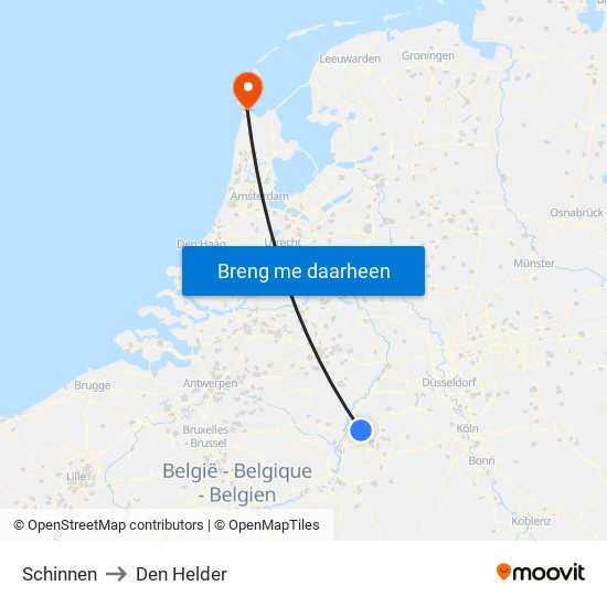 Schinnen to Den Helder map