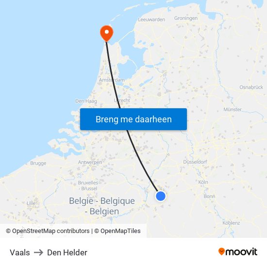 Vaals to Den Helder map