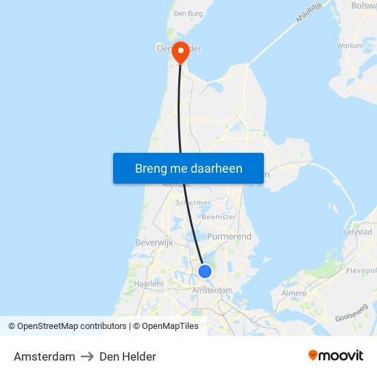 Amsterdam to Den Helder map