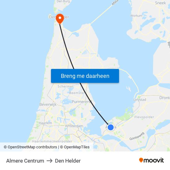 Almere Centrum to Den Helder map