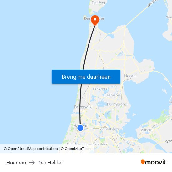 Haarlem to Den Helder map