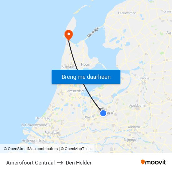 Amersfoort Centraal to Den Helder map