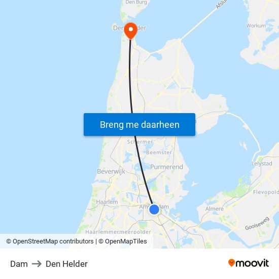 Dam to Den Helder map