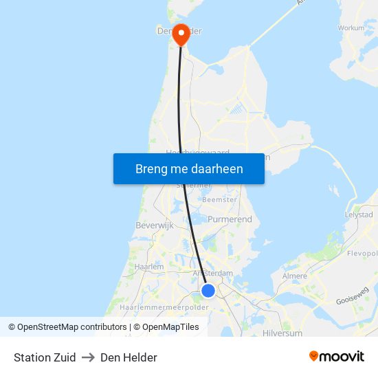 Station Zuid to Den Helder map