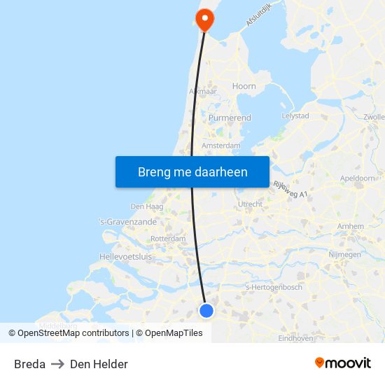 Breda to Den Helder map