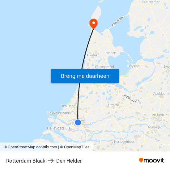 Rotterdam Blaak to Den Helder map