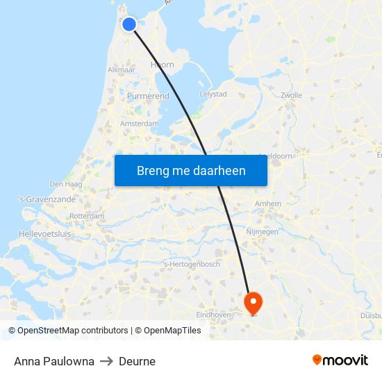 Anna Paulowna to Deurne map