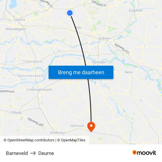 Barneveld to Deurne map