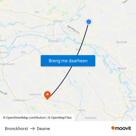 Bronckhorst to Deurne map