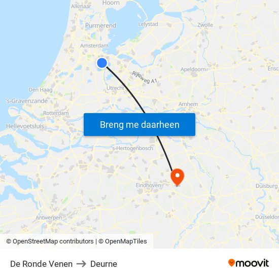 De Ronde Venen to Deurne map