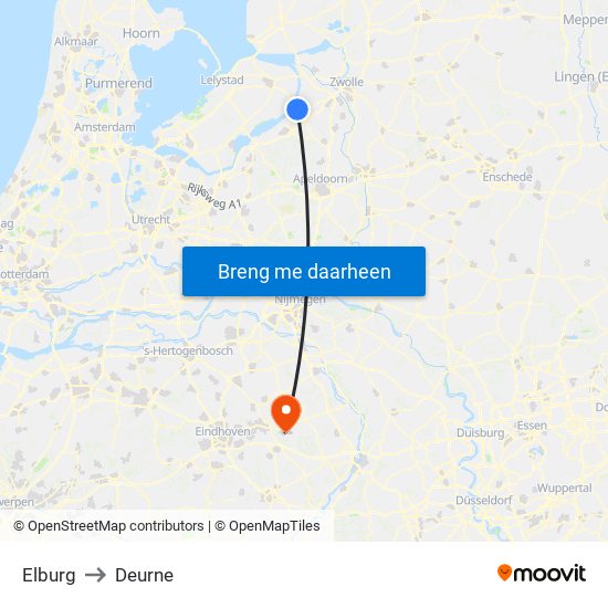 Elburg to Deurne map