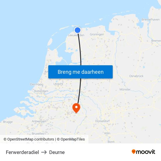 Ferwerderadiel to Deurne map