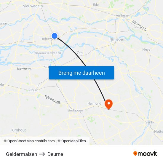 Geldermalsen to Deurne map