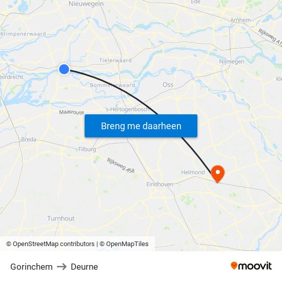 Gorinchem to Deurne map