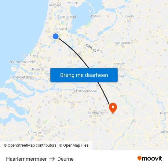 Haarlemmermeer to Deurne map