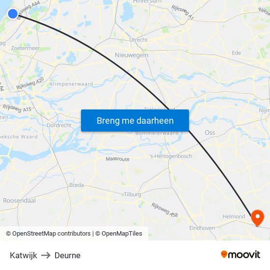Katwijk to Deurne map