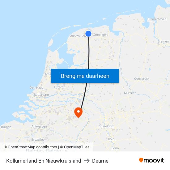 Kollumerland En Nieuwkruisland to Deurne map