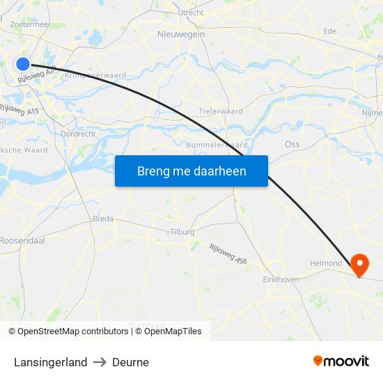 Lansingerland to Deurne map