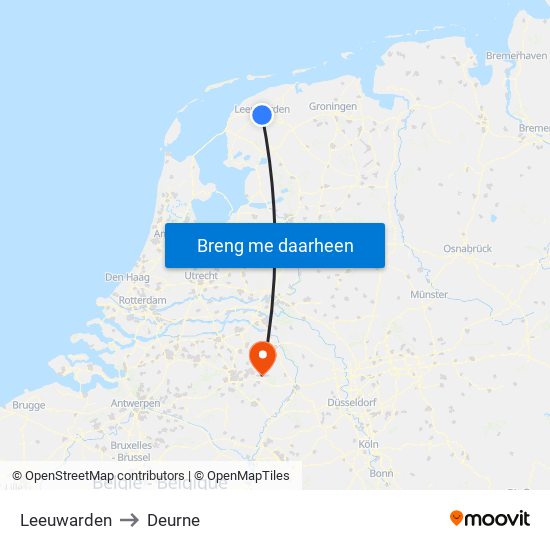 Leeuwarden to Deurne map