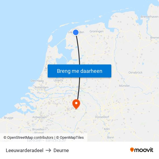 Leeuwarderadeel to Deurne map