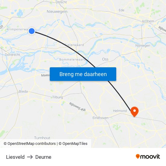 Liesveld to Deurne map