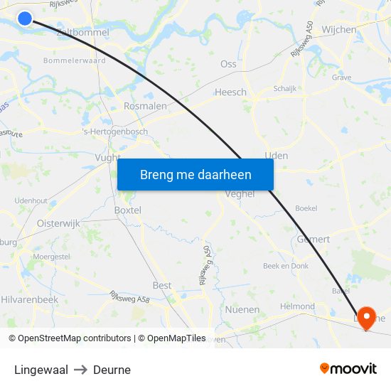 Lingewaal to Deurne map